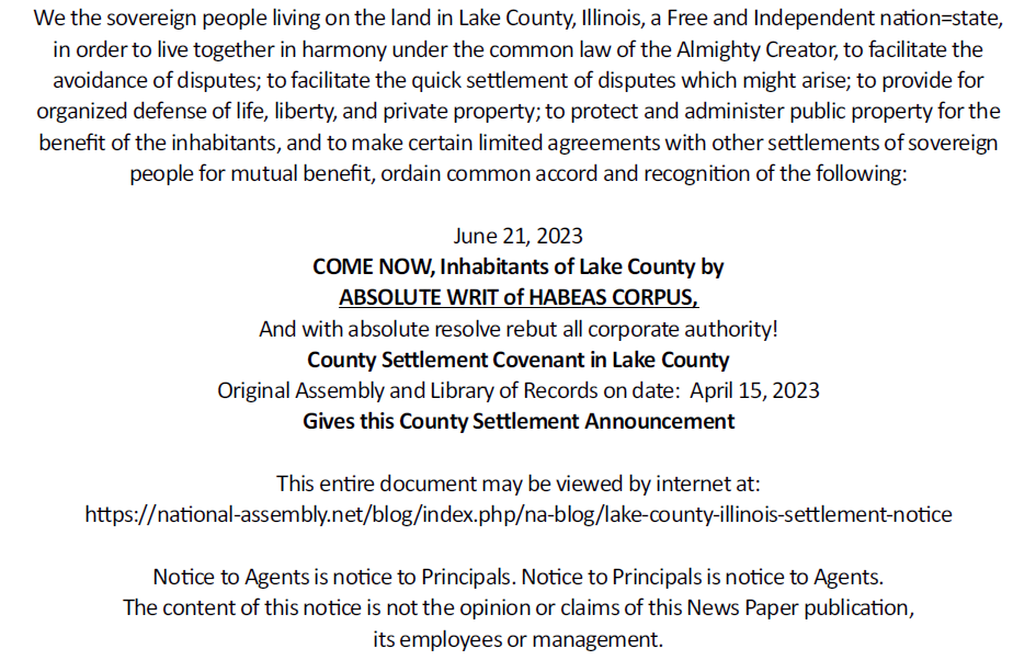 Lake County Settlement Notice